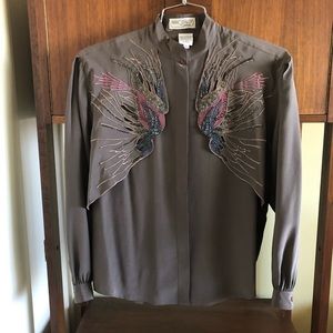 vintage • post mod beaded silk blouse